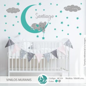 Vinilo Decorativo Elefante y Conejito Volando NIF 016