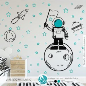 Vinilo Decorativo Pequeño Astronauta y Naves