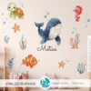 Vinilo Decorativo Mural Océano Acuarela con Nombre Personalizado