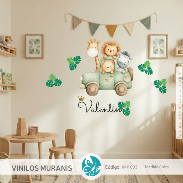 Vinilo decorativo Animales safari auto Personalizado