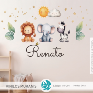 Vinilo Decorativo Mural Safari Premium con Nombre Personalizado